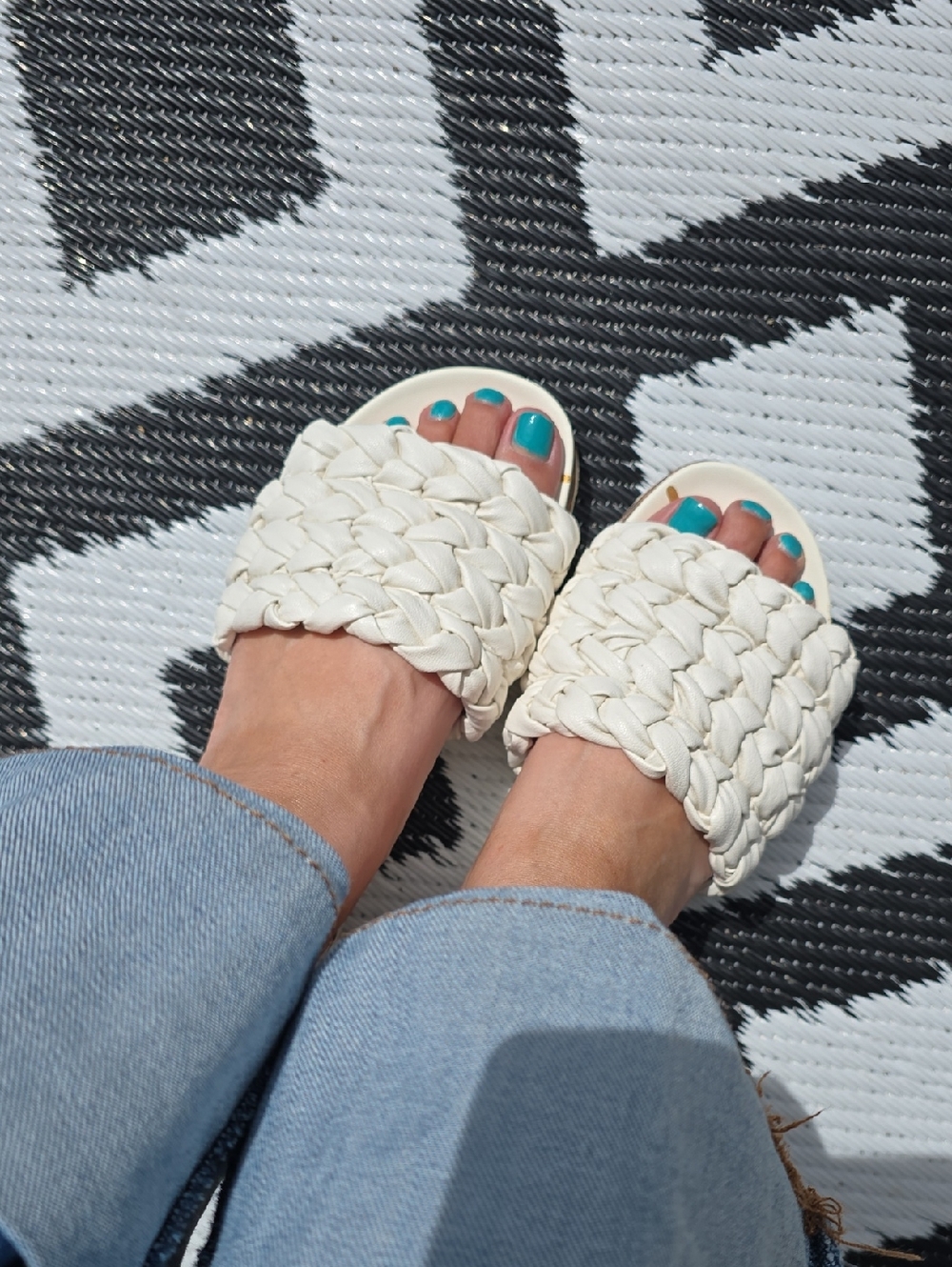 Sam Edelman White Braided Slide Sandals